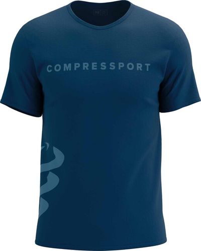 Compressport Logo SS tričko, Estate Blue/Pacific Coast